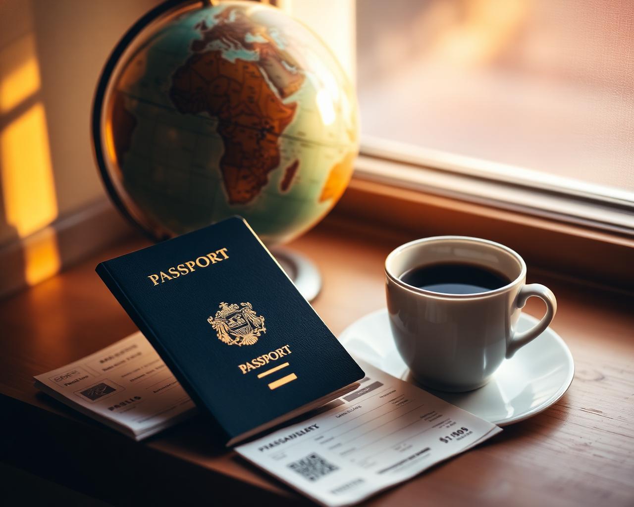 A traveler with luggage at sunset